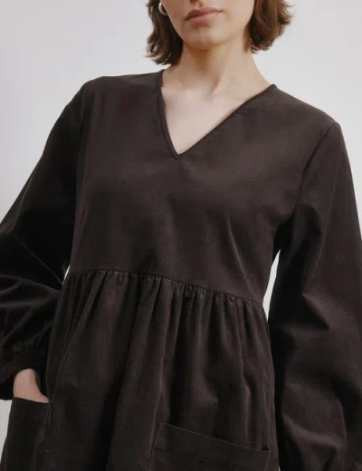 Albaray Short Cord Pocket Dress In Brown