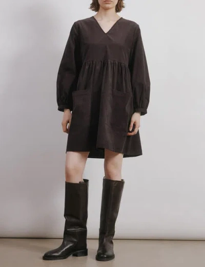 Albaray Short Cord Pocket Dress In Brown