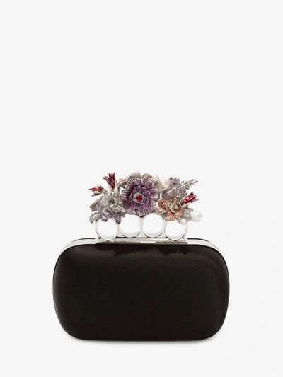 Shop Alexander Mcqueen Silk Flower Four-ring Short Clutch