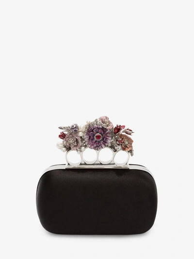 Shop Alexander Mcqueen Silk Flower Four-ring Short Clutch