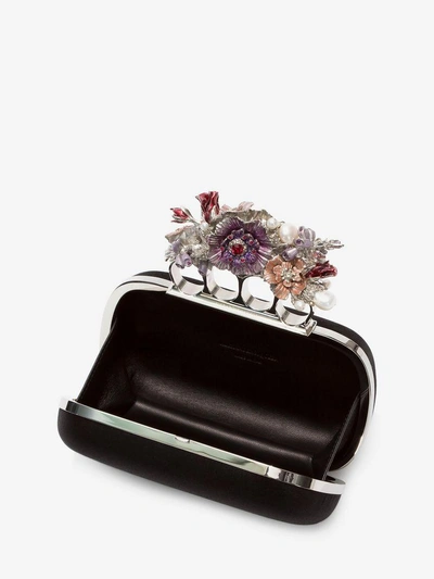 Shop Alexander Mcqueen Silk Flower Four-ring Short Clutch