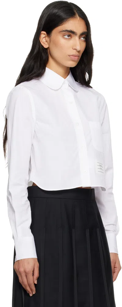 Thom Browne White Classic Poplin Cropped Shirt In White