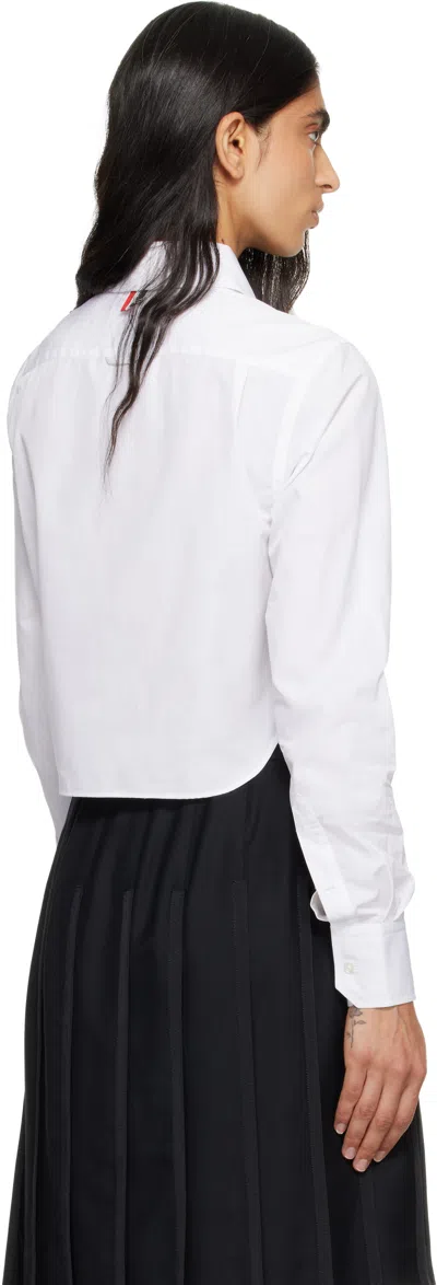 Thom Browne White Classic Poplin Cropped Shirt In White
