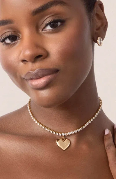 Ettika Luminous Love Tennis Necklace In Brown