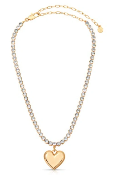 Ettika Luminous Love Tennis Necklace In Brown