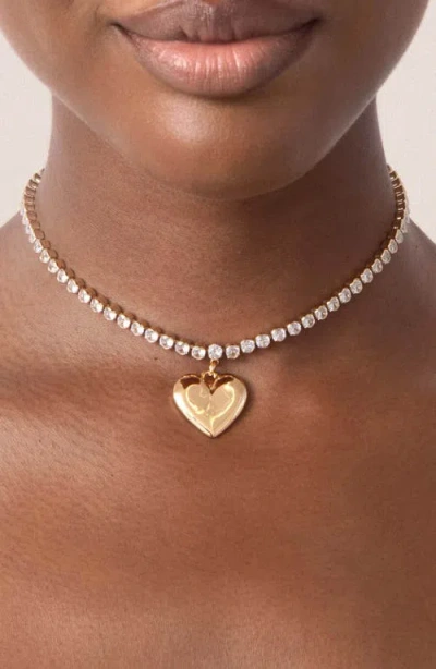 Ettika Luminous Love Tennis Necklace In Brown