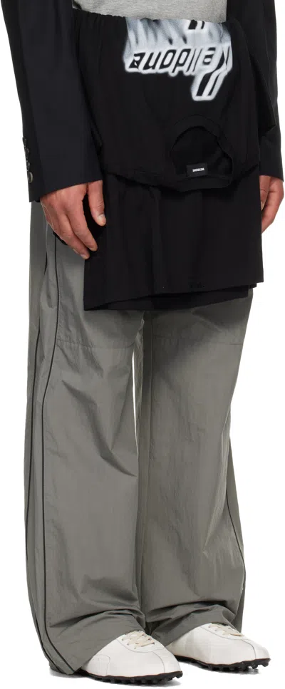 We11 Done Gray Layered Track Pants In Black