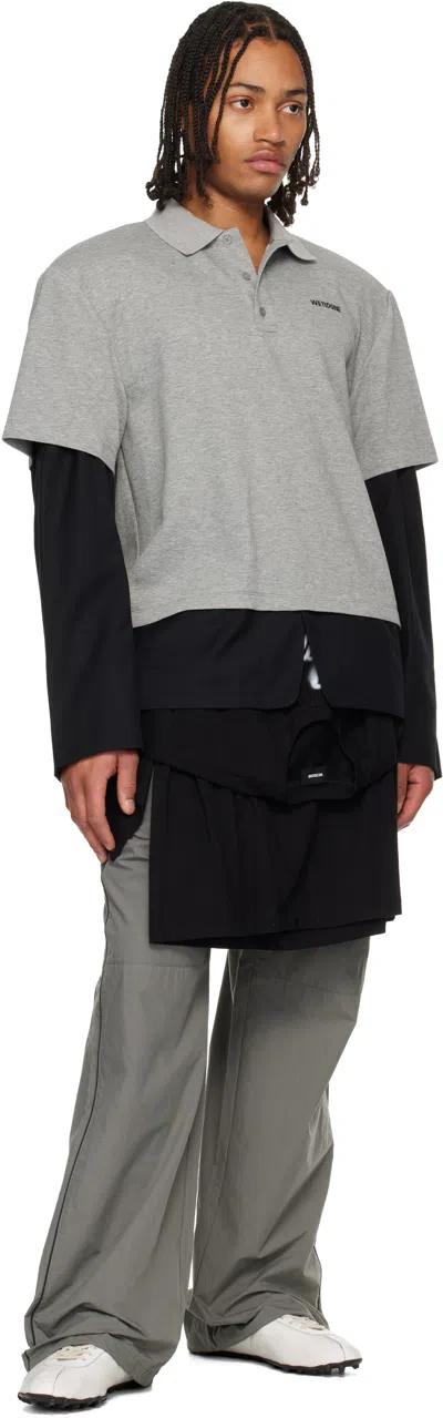 We11 Done Gray Layered Track Pants In Black
