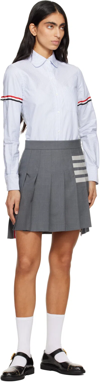 Thom Browne Structured Pleated Wool Mini Skirt With Distinctive Accents In Gray