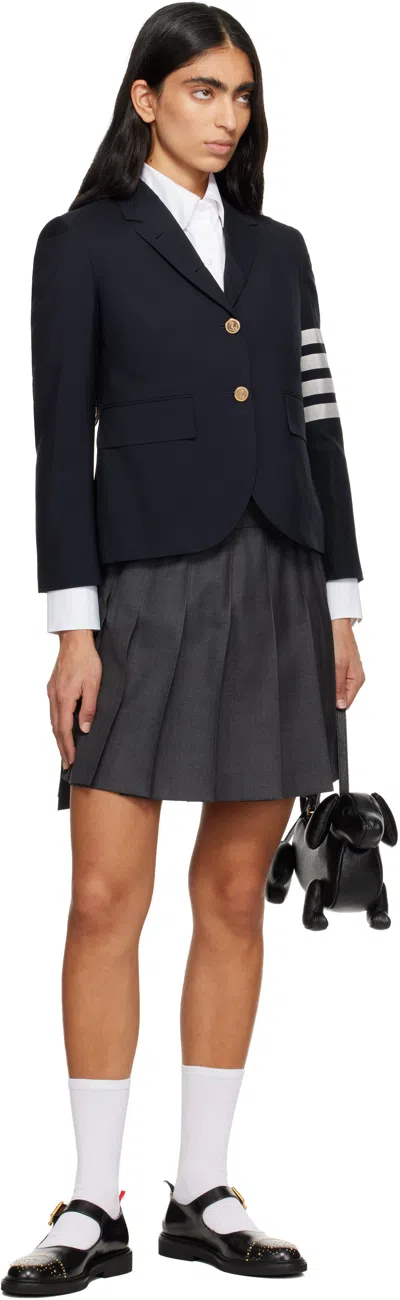 Thom Browne Gray Twill Pleated Miniskirt In Gray