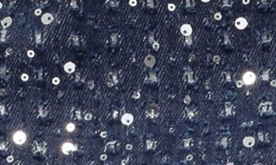 Edikted Sora Sequin Denim Miniskort In Blue