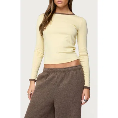 Edikted Zander Long Sleeve Crop T-shirt In Neutral