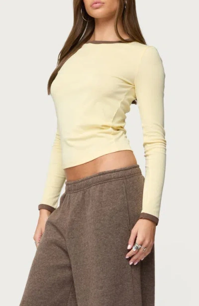 Edikted Zander Long Sleeve Crop T-shirt In Neutral