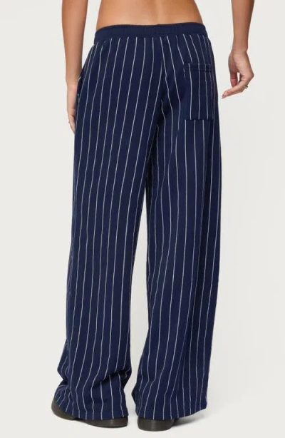 Edikted Mercer Pinstripe Wide Leg Pants In Blue