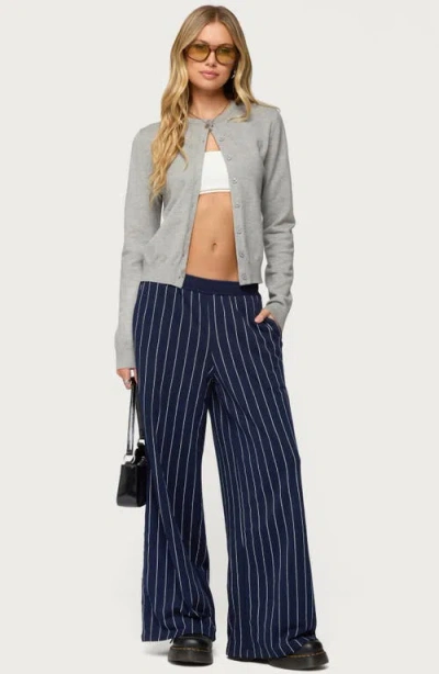 Edikted Mercer Pinstripe Wide Leg Pants In Blue