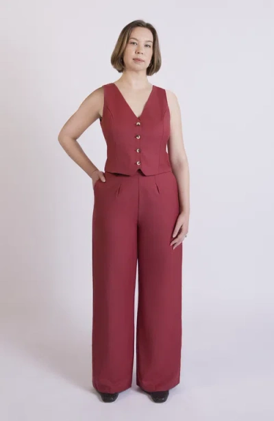 Aam The Label The Wool Wide Leg Pant For Full Hips And Thighs In Brown