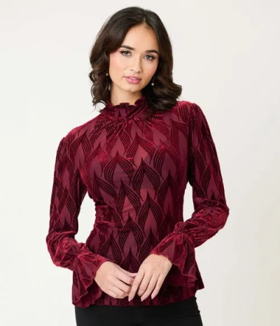 Unique Vintage Donna Blouse In Burgundy