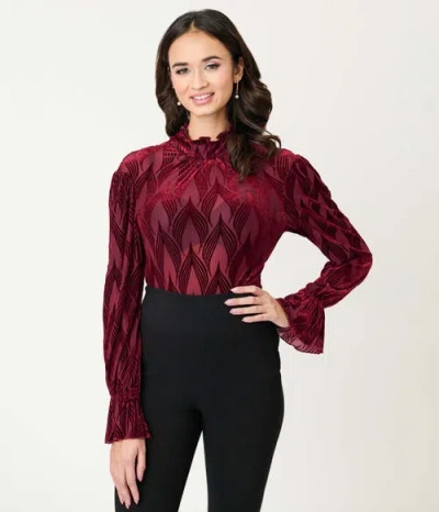Unique Vintage Donna Blouse In Burgundy