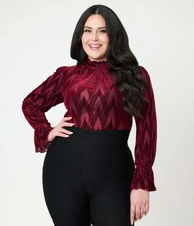 Unique Vintage Plus Size Donna Blouse In Red