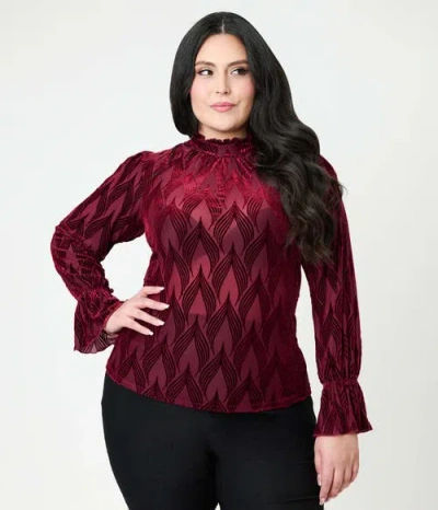 Unique Vintage Plus Size Donna Blouse In Red