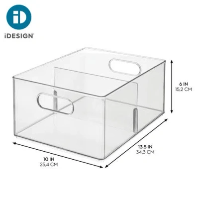 Idesign Divided All-purpose Bin For Kitchen And Pantry Storage In Transparent