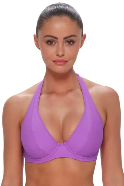 Sunsets Muse Halter Bikini Swimsuit Top In Purple