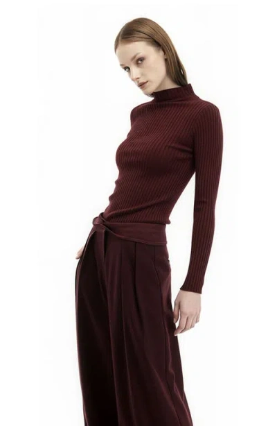 Mother Of All Elena Turtleneck Knit Top In Burgundy