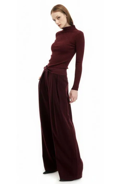 Mother Of All Elena Turtleneck Knit Top In Burgundy