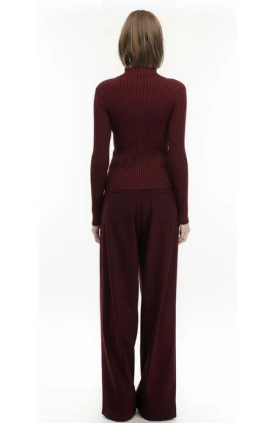 Mother Of All Elena Turtleneck Knit Top In Burgundy