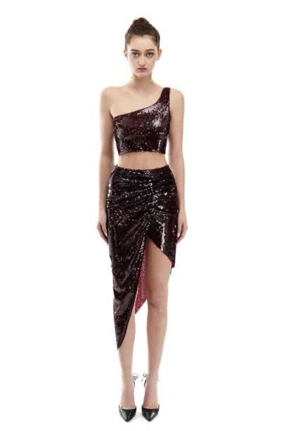 Mother Of All Sharon Sequins Skirt In Burgundy