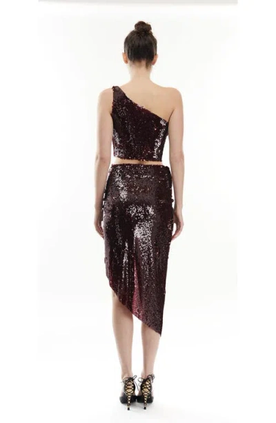 Mother Of All Sharon Sequins Skirt In Burgundy