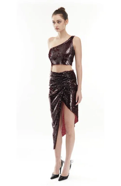 Mother Of All Sharon Sequins Skirt In Burgundy