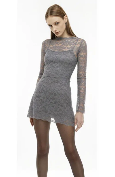 Mother Of All Refaela Lace Mini Dress In Gray