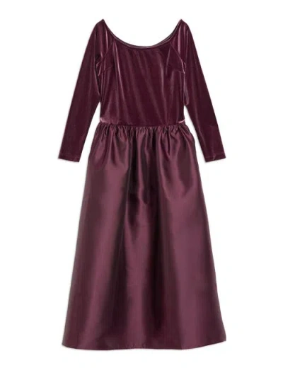 Albaray Velvet & Taffeta Bardot Dress In Multi