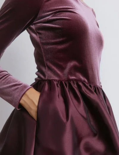 Albaray Velvet & Taffeta Bardot Dress In Multi