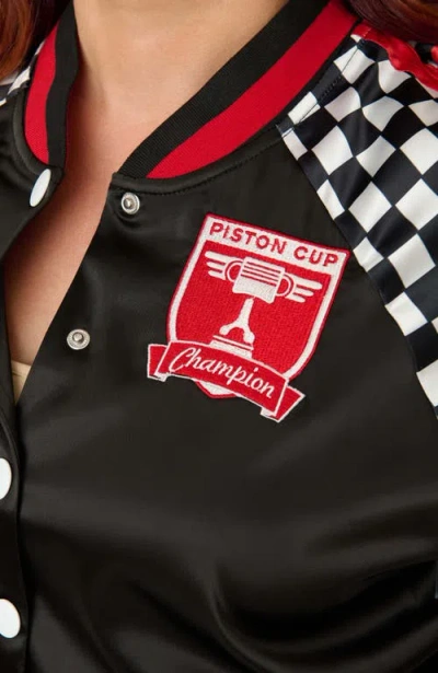 Unique Vintage Plus Size Satin Bomber Jacket In Multi