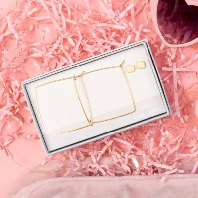 Totalee Gift Gold Geometric Diamond Earring Set Burnished Brass Gold In Brown