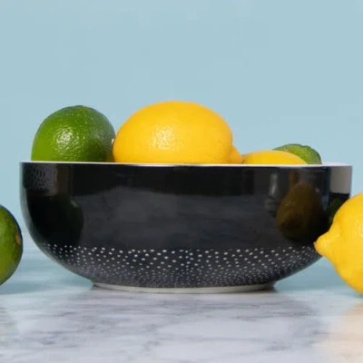 Totalee Gift Dot Patterned Serving Bowl Ceramic Black In Black