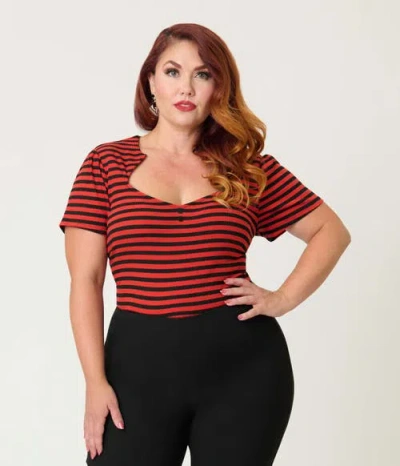 Unique Vintage Plus Size Pentagon Collar Knit Top In Multi