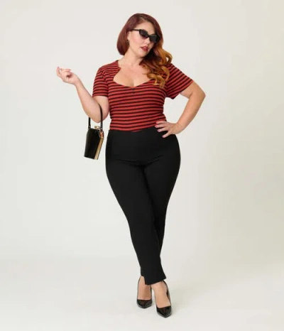 Unique Vintage Plus Size Pentagon Collar Knit Top In Multi