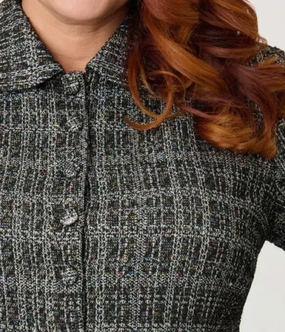 Unique Vintage Plus Size Boucle Peplum Jacket In Gray
