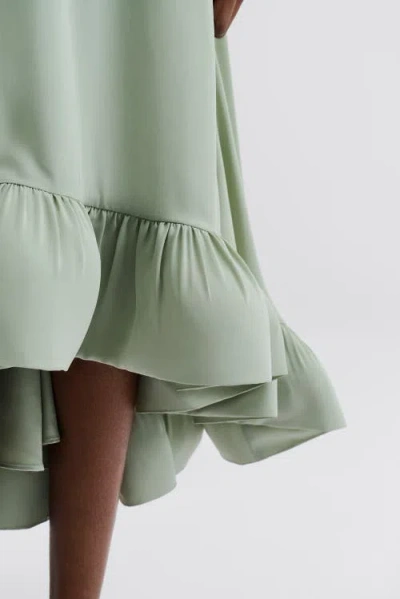 Malina Sabrina Halterneck Ruffled Maxi Dress In Green