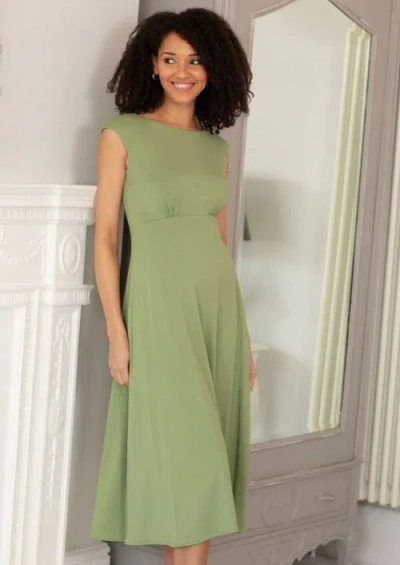 Alie Street London Luna Boat Neck Sleeveless Midi Dress In Green