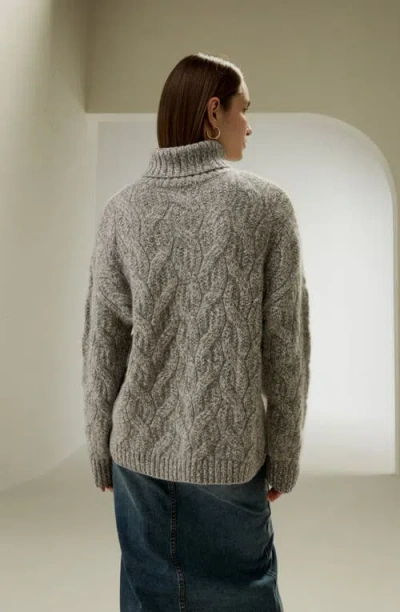 Lilysilk Cable-knit Cashmere Turtleneck Sweater In Multi