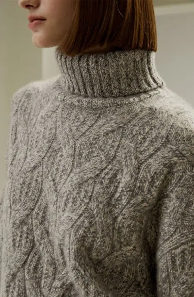 Lilysilk Cable-knit Cashmere Turtleneck Sweater In Multi