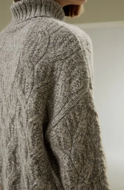 Lilysilk Cable-knit Cashmere Turtleneck Sweater In Multi
