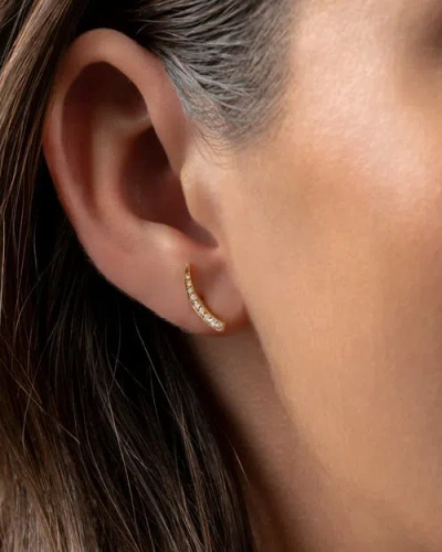 Eloise Jewelry Mini Crescent Moon Single Earring With Gemstones In Brown