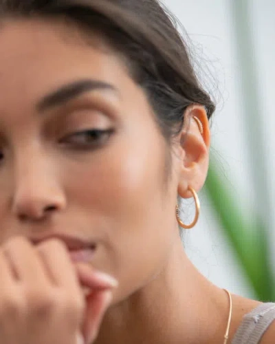 Eloise Jewelry Mini Crescent Moon Single Earring With Gemstones In Brown