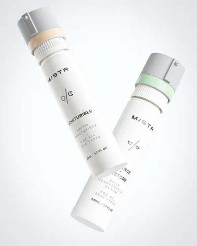Mistr Pm Set With Night Serum And Am Pm Moisturizer With Reusable Vessel In Multi