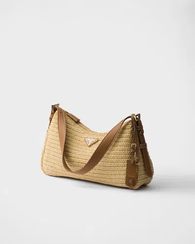 Prada Aimée Large Crochet And Leather Bag In Brown